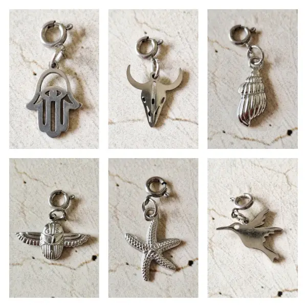 Charms en acier inoxydable argent 2