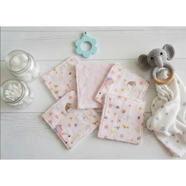 6 lingettes bébé coton et éponge bambou