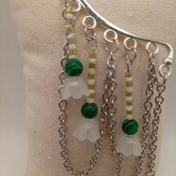Tour d'oreille "fleur lotus vert" fantasy
