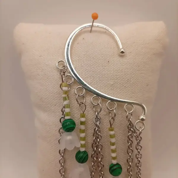 Tour d'oreille "fleur lotus vert" fantasy