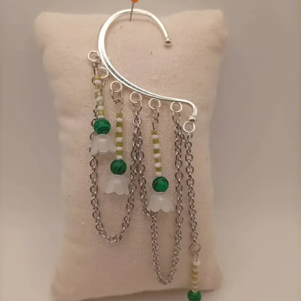 Tour d'oreille "fleur lotus vert" fantasy
