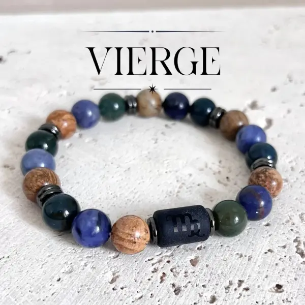 Bracelet vierge homme pierres naturelles