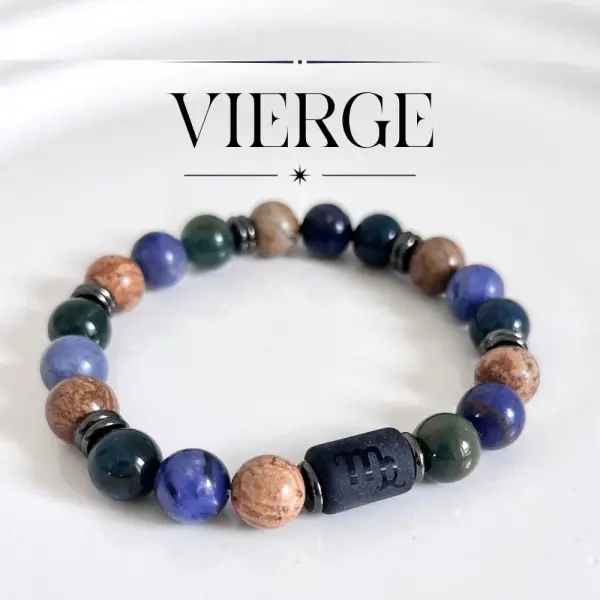 Bracelet vierge homme pierres naturelles