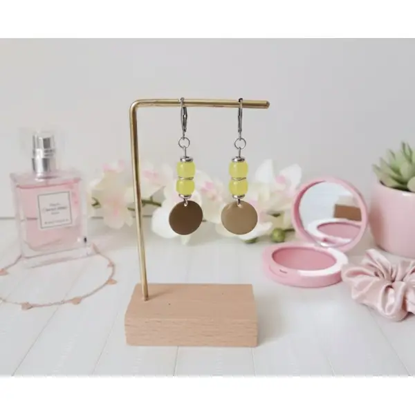 Boucles d'oreilles acier inoxydable et sequin émail