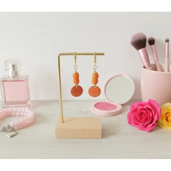 Boucles d'oreilles acier inoxydable dorées et sequin émail