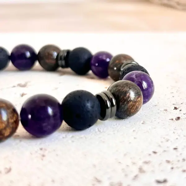 Bracelet poissons homme pierres naturelles