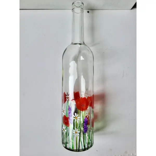 Bouteille en verre peinte coquelicots tableau coquelicots