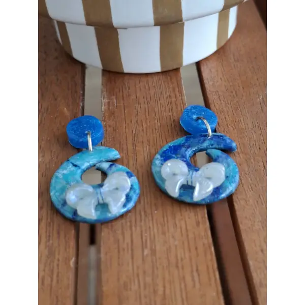 Boucles d'oreilles "vague de nacre"