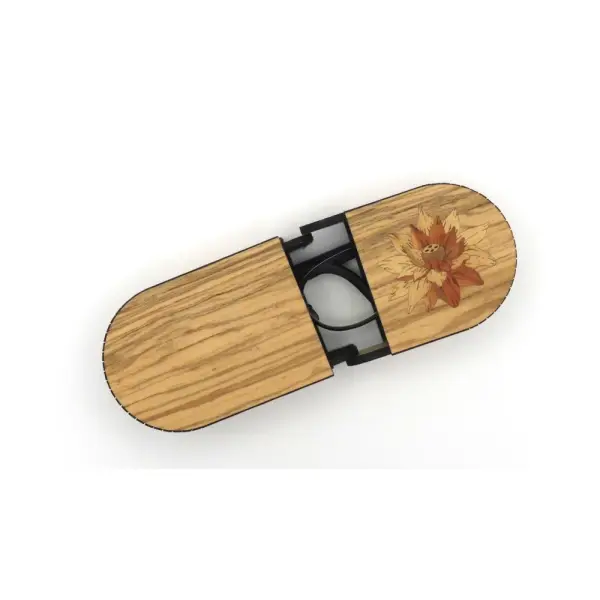Etui à lunettes en marqueterie modèle fleur de lotus