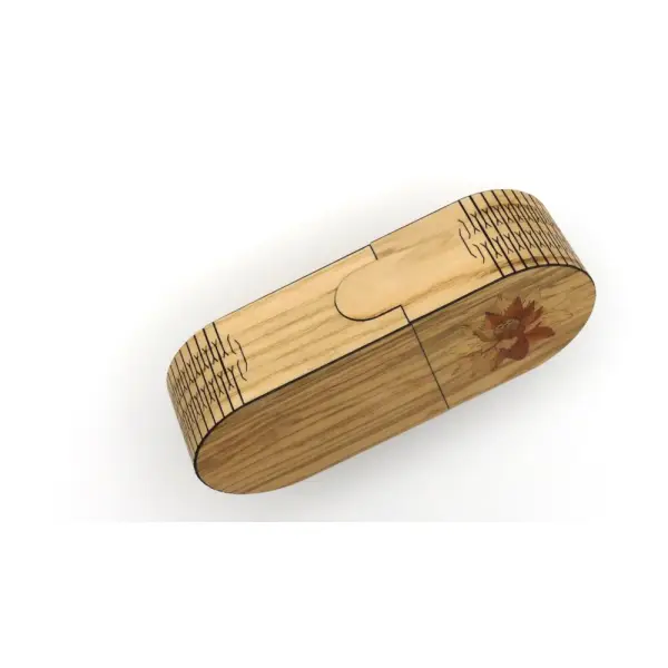 Etui à lunettes en marqueterie modèle fleur de lotus
