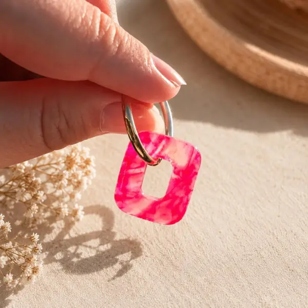 Pampilles en argile polymère – rose & blanc nacré
