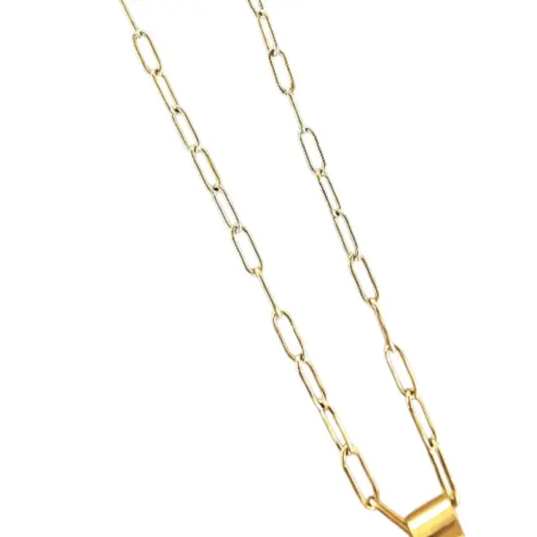 Collier mandala bleu métallisé & doré en acier inoxydable – peint à la main
