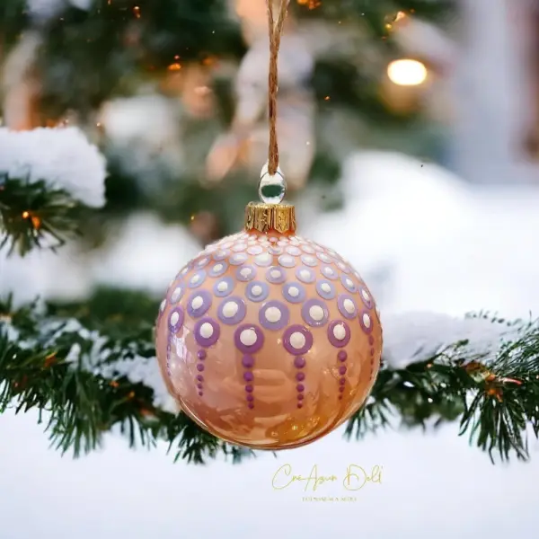 Boule de noël en verre 7 cm – mandala dot painting peint à la main