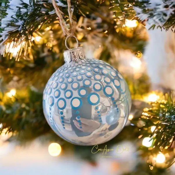 Boule de noël en verre 7 cm – mandala dot painting peint à la main
