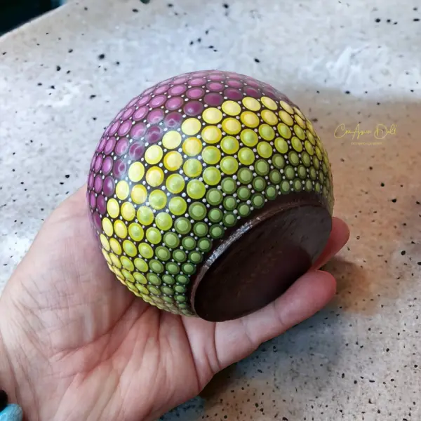 Bougeoir sphère mandala multicolore en plâtre résine – peint à la main
