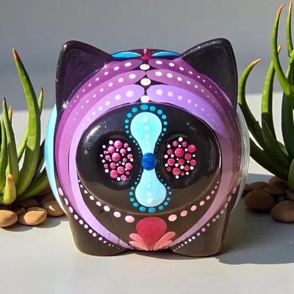 Petit cochon décoratif en plâtre résine – mandala peint à la main
