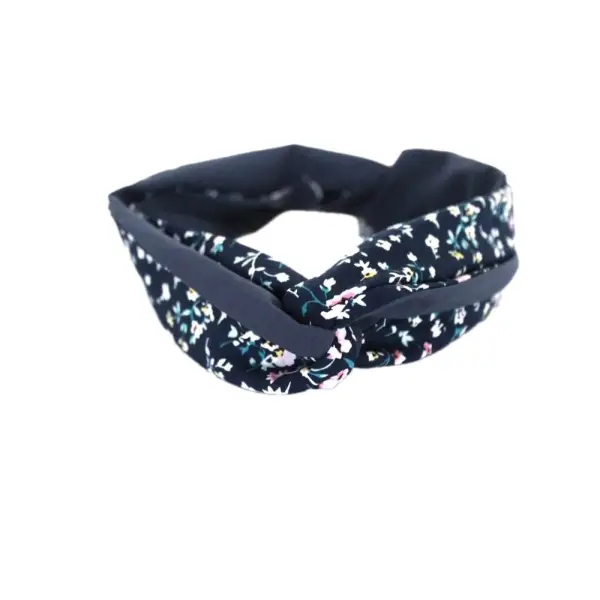 Bandeau cheveux rigide femme imprimé fleurs bleu