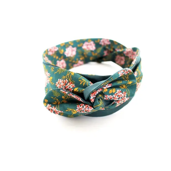 Bandeau cheveux rigide femme vert et orange