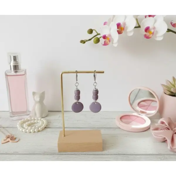 Boucles d'oreilles acier inoxydable et sequin émail