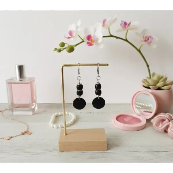 Boucles d'oreilles acier inoxydable et sequin émail