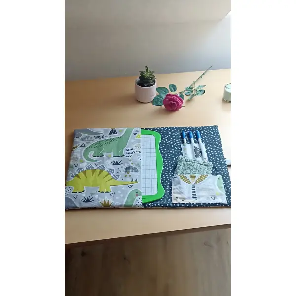 Pochette ardoise effaçable avec éponge, pochette scolaire, rentrée