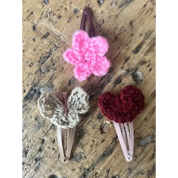 Pack de 3 barrettes enfant au crochet – un petit jardin dans les cheveux