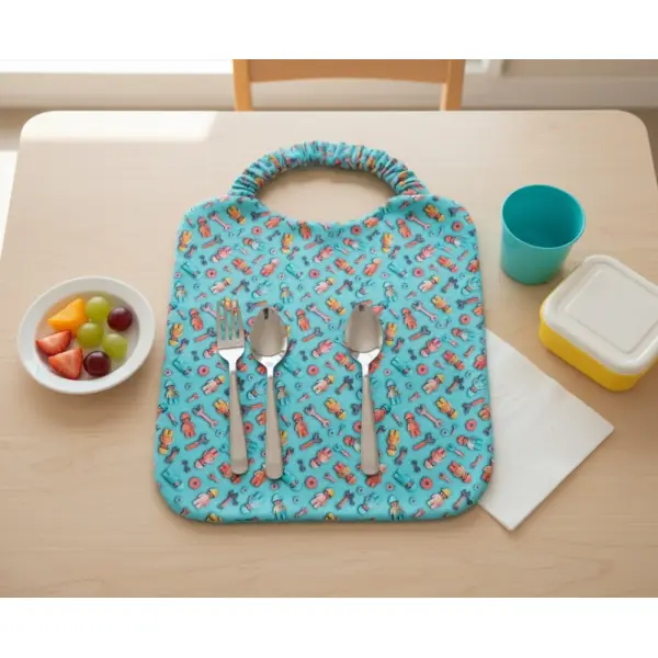 Serviette de cantine élastique coton imprimé effet 3d