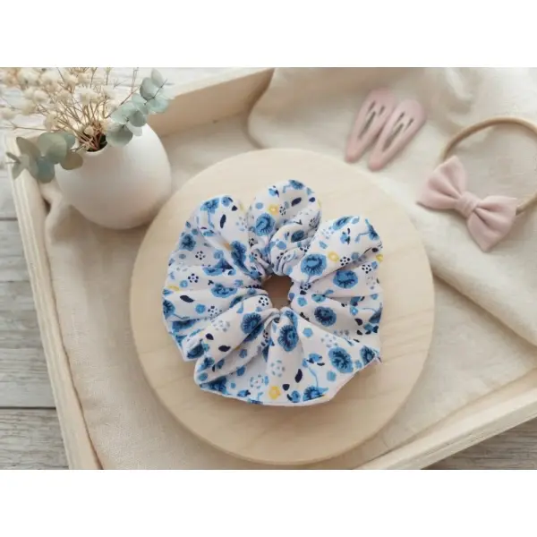 Chouchou fille coton bleu