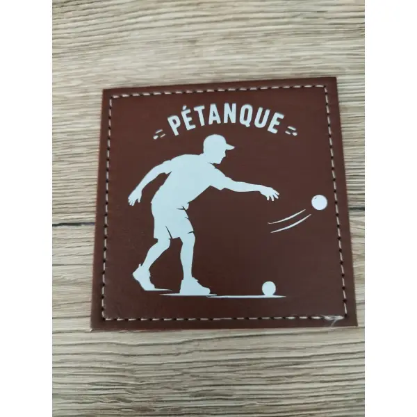 Lot de 4 dessous de verre pétanque en similicuir marron
