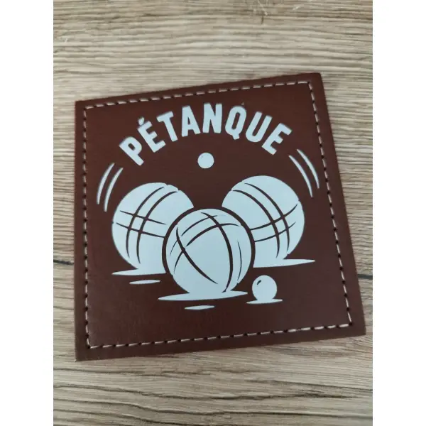 Lot de 4 dessous de verre pétanque en similicuir marron