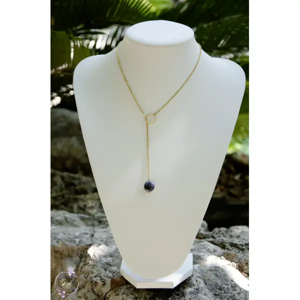 Collier "selena" code : destock50 acier 316l et perle d'eau douce 44 cm bijoux femme assembler mains (a667)
