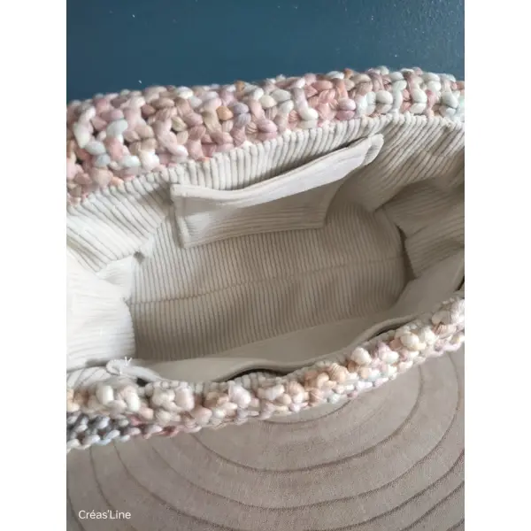 Sac macramé pastel rosé