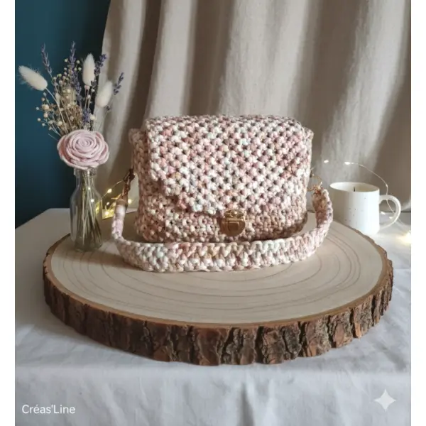 Sac macramé pastel rosé