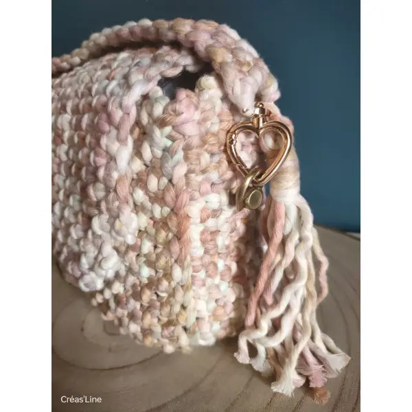 Sac macramé pastel rosé