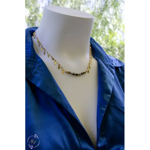 Collier "luma" code : destock50 acier 316l et chrysocolle 41 cm bijoux femme assembler mains (a699