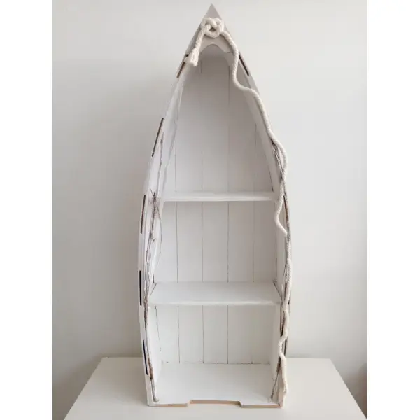 Barque étagères marine avec cordelette. branches - hauteur 73 cm