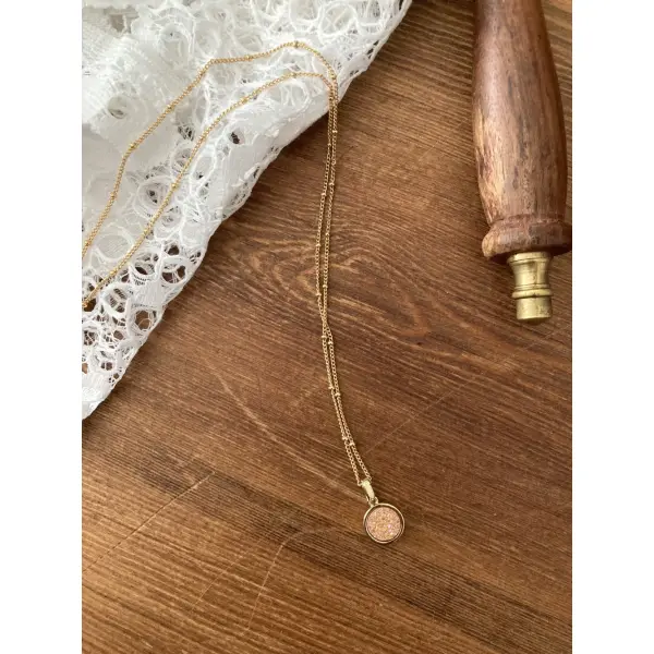 Collier fin & agate géode