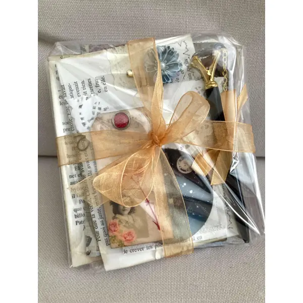 Coffret créatif vintage – carnet - accessoires scrapbooking – junk journal – papeterie artisanale – cadeau fait main