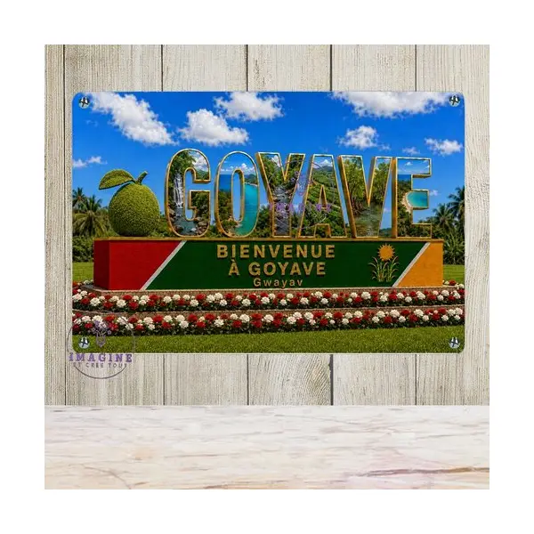 Tableau mural - sublimation - impression infusible ink - plaque aluminium - commune - guadeloupe - goyave - créole - bienvenue
