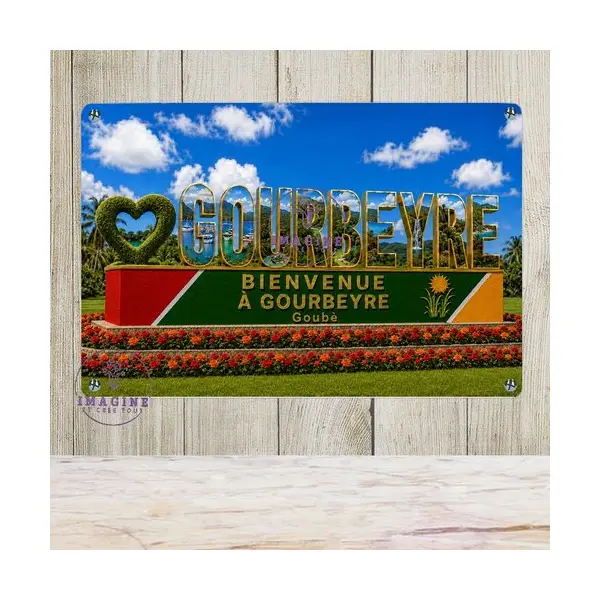 Tableau mural - sublimation - impression infusible ink - plaque aluminium - commune - guadeloupe - gourbeyre - créole - bienvenue
