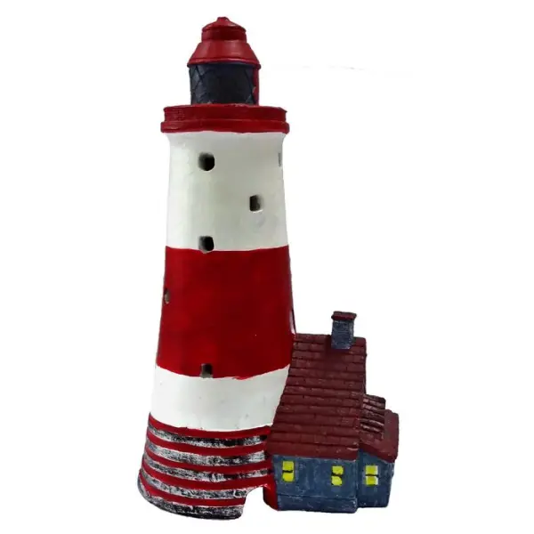 Décoration d'aquarium, phare en résine - H.16,4cm