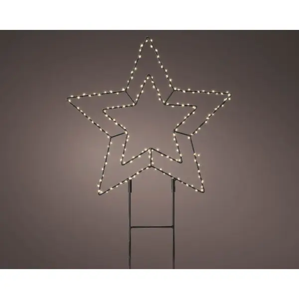 Décoration de Noël d'intérieur, Etoile à Piquer LED blanches H.38cm