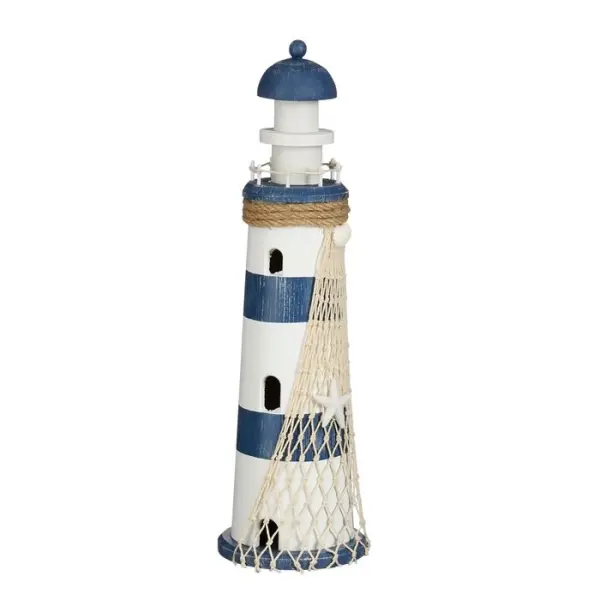 Décoration phare, coloris bleu et blanc - D.12cm