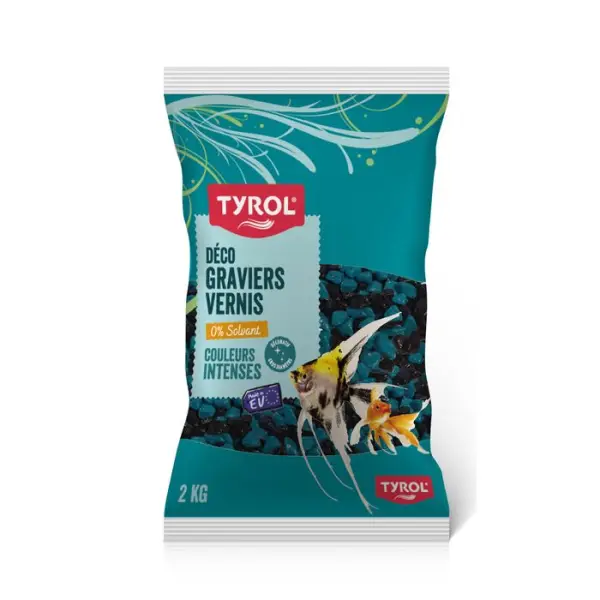 Gravier verni pour sol d'aquarium, coloris chocolat et turquoise - 2kg