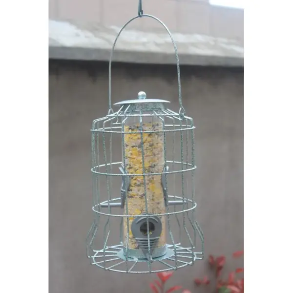 Distributeur de graines Mety en métal pour oiseaux du jardin