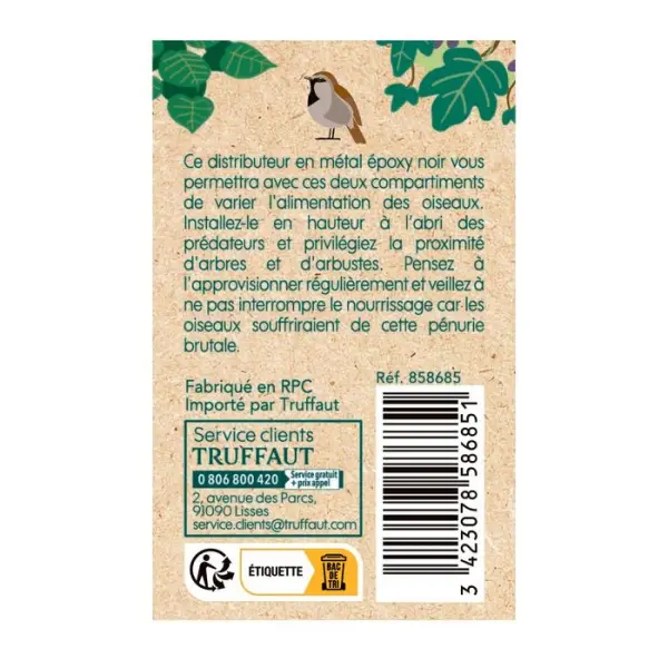 Distributeur de graines Taîga pour oiseaux du jardin