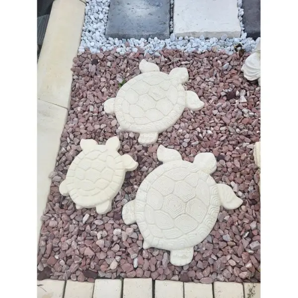 Pas japonais en forme de tortue, ton pierre - L.39xl.34cm
