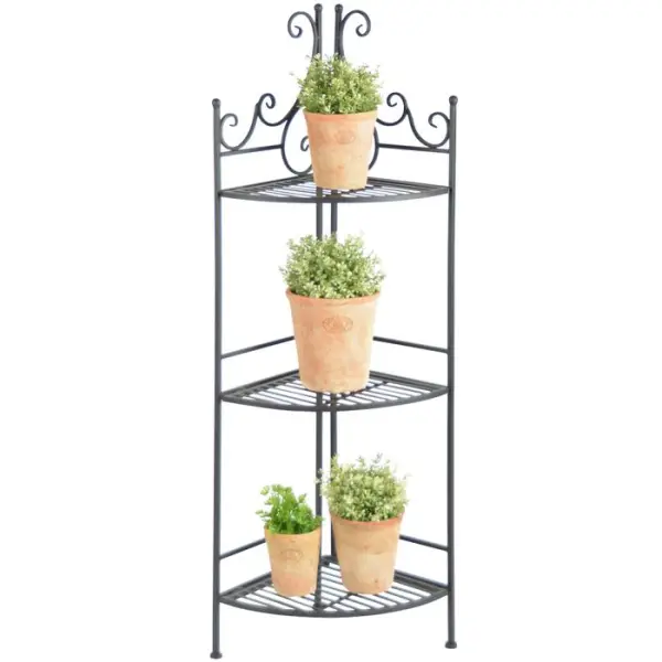 Etagère d'angle pliante (sans vis), en fer L. 31,1 x 30,7 x H. 114 cm