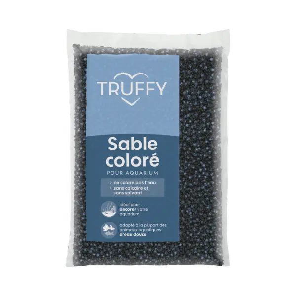 Sable coloré pour aquarium d'eau douce bleu/noir - 1Kg