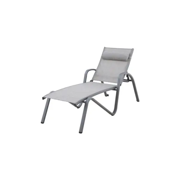 Bain de soleil OPRA, coloris gris mat/taupe argenté - 195x70xH.58cm